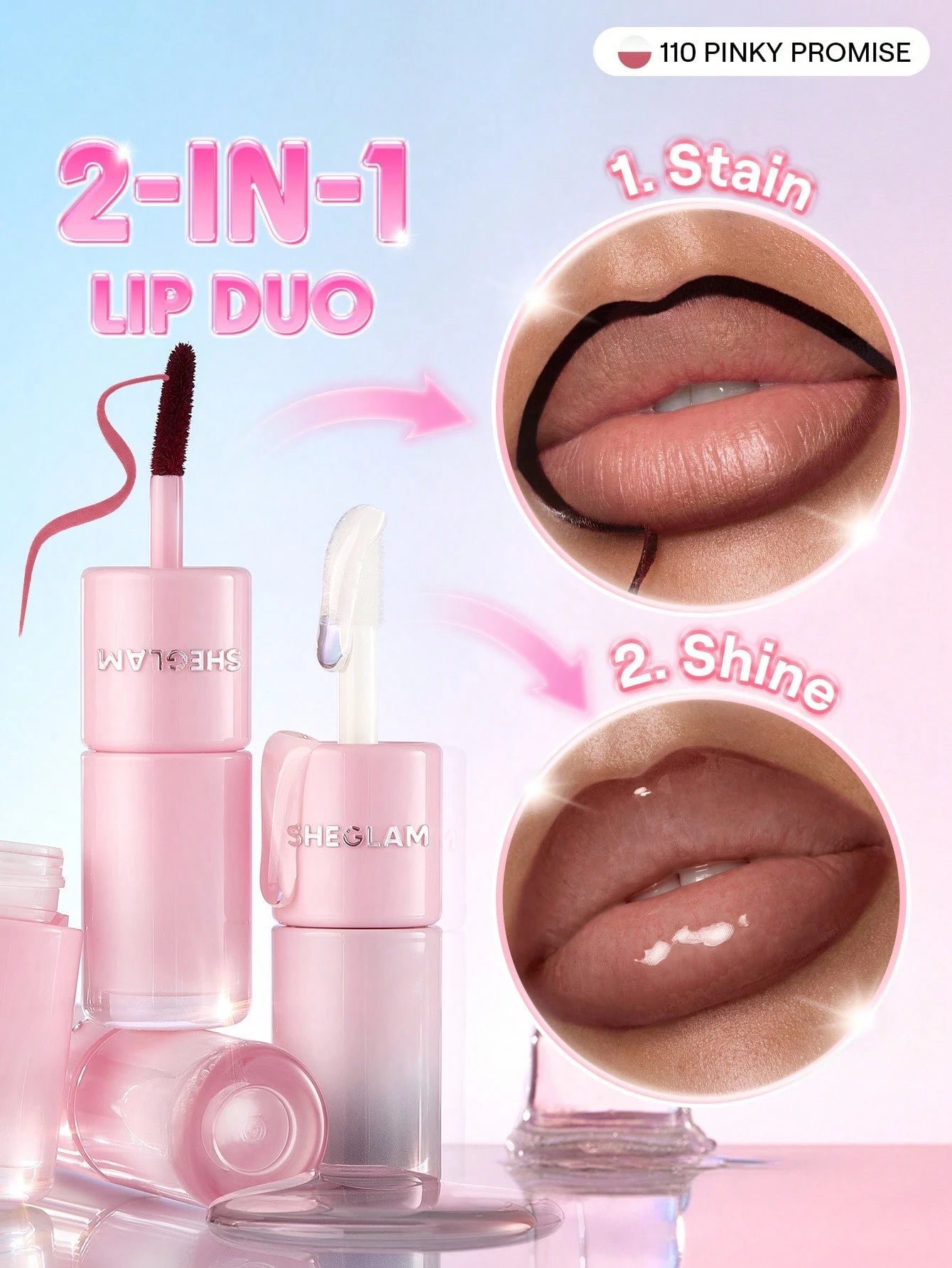 Sheglam Line To Shine Peel-Off Lip Stain & Gloss Duo - الصورة 10