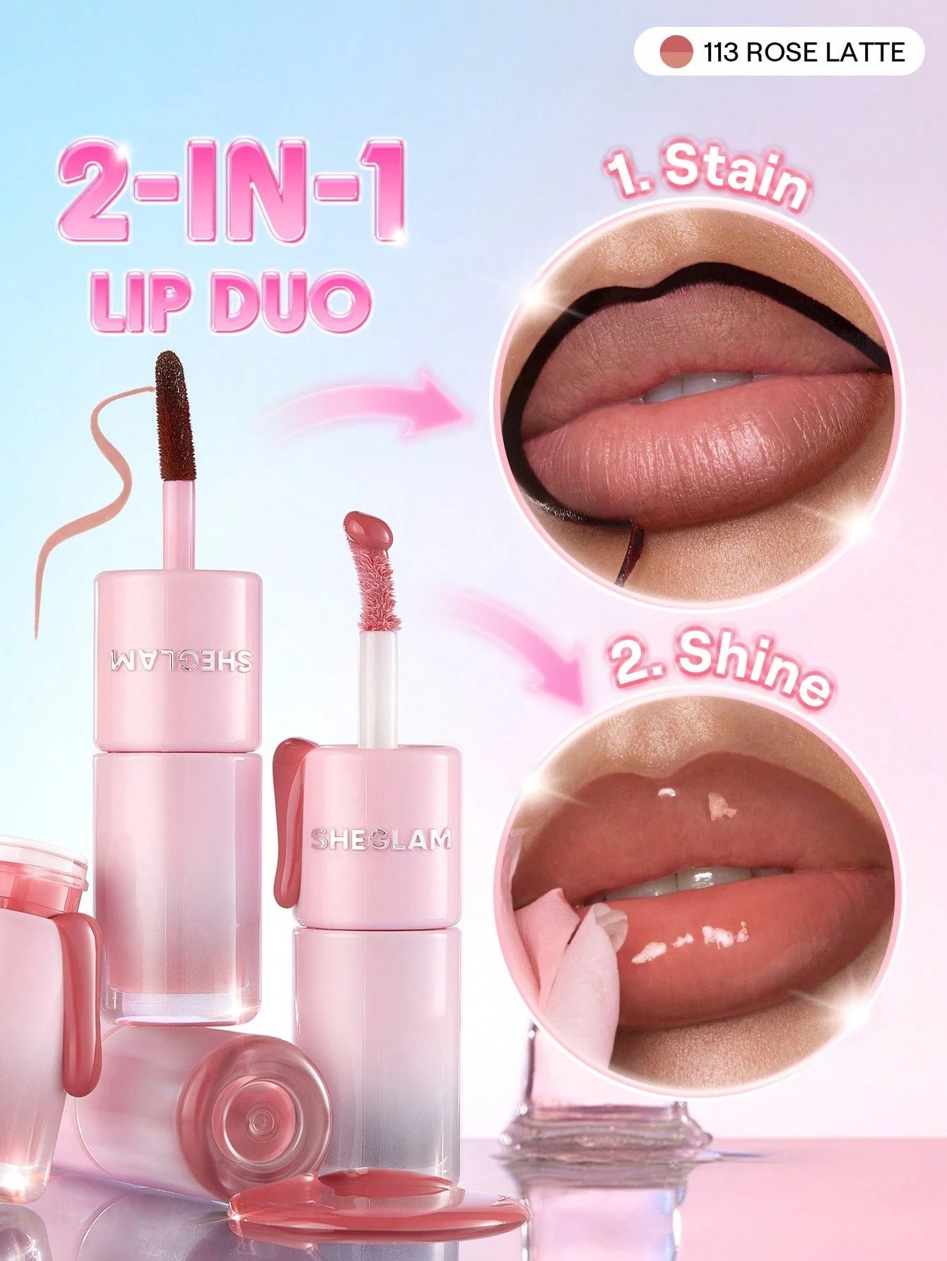 Sheglam Line To Shine Peel-Off Lip Stain & Gloss Duo